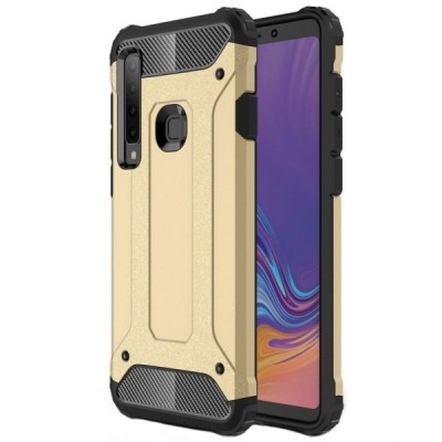 Sustiprintos apsaugos Samsung Galaxy A9 2018 (A9 Star Pro) auksinis kieto silikono (TPU) ir plastiko dėklas / Priedai.lt