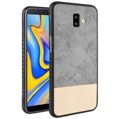 „Bi-Color“ Splicing Samsung Galaxy J6+ 2018 (J610F) pilkas, smėlio spalvos odinis dėklas / Priedai.lt