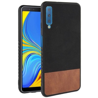 „Bi-Color“ Splicing Samsung Galaxy A7 2018 (A750) rudas, juodas odinis dėklas / Priedai.lt