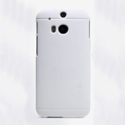 Nillkin Frosted Shield HTC One M8 baltas plastikinis dėklas + Nillkin ekrano plėvelė / Priedai.lt