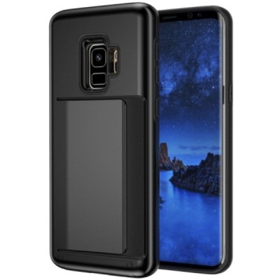 „Combo“ Card Holder Samsung Galaxy S9 (G960) juodas kieto silikono dėklas / Priedai.lt
