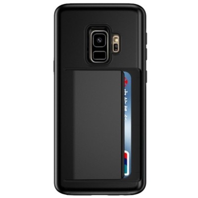 „Combo“ Card Holder Samsung Galaxy S9 (G960) juodas kieto silikono dėklas / Priedai.lt