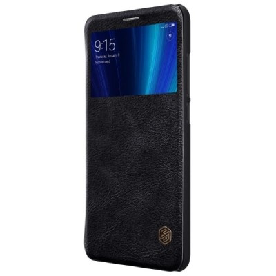Prabangus „Nillkin“ Qin serijos juodas odinis atverčiamas Xiaomi Mi 6X (Xiaomi Mi A2) dėklas / Priedai.lt