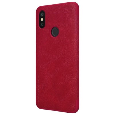Prabangus „Nillkin“ Qin serijos raudonas odinis atverčiamas Xiaomi Mi 6X (Xiaomi Mi A2) dėklas / Priedai.lt