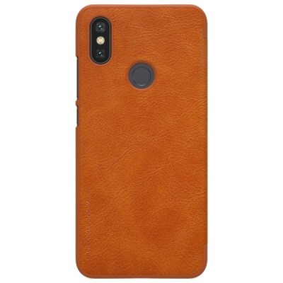Prabangus „Nillkin“ Qin serijos rudas odinis atverčiamas Xiaomi Mi 6X (Xiaomi Mi A2) dėklas / Priedai.lt