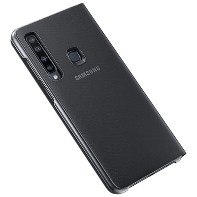 Samsung Galaxy A9 2018 (A9 Star Pro) originalus Wallet Cover atverčiamas juodas odinis dėklas - piniginė / Priedai.lt