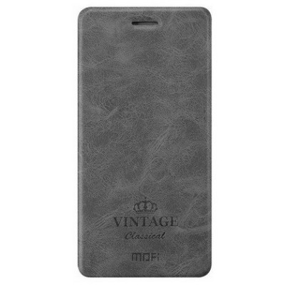 „Mofi“ Vintage serijos Xiaomi Redmi Note 6 Pro pilkas odinis atverčiamas dėklas / Priedai.lt