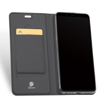 „Dux Ducis“ Skin serijos Xiaomi Mi 6X (Xiaomi Mi A2) juodas odinis atverčiamas dėklas / Priedai.lt
