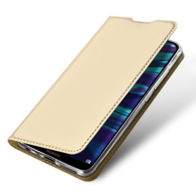„Dux Ducis“ Skin serijos Huawei P smart 2019 (Honor 10 Lite) auksinis odinis atverčiamas dėklas / Priedai.lt