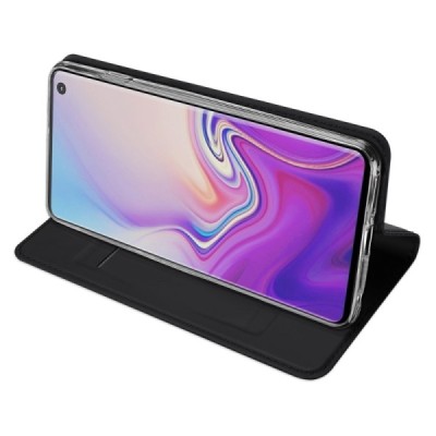 „Dux Ducis“ Skin serijos Samsung Galaxy S10 (G973) juodas odinis atverčiamas dėklas / Priedai.lt