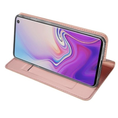 „Dux Ducis“ Skin serijos Samsung Galaxy S10 (G973) rožinis odinis atverčiamas dėklas / Priedai.lt