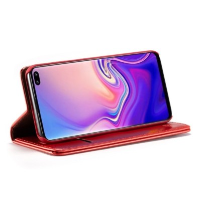 Samsung Galaxy S10 (G973) „CaseMe“ solidus atverčiamas raudonas odinis dėklas - knygutė / Priedai.lt