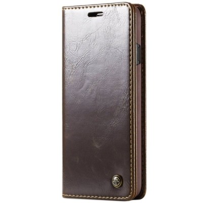 Samsung Galaxy S10 (G973) „CaseMe“ solidus atverčiamas rudas odinis dėklas - knygutė / Priedai.lt