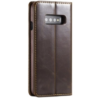 Samsung Galaxy S10 (G973) „CaseMe“ solidus atverčiamas rudas odinis dėklas - knygutė / Priedai.lt