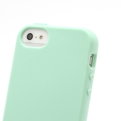 Žalias (mėtinis) „Elago“ kieto silikono Apple iPhone SE (5, 5s) dėklas (dėkliukas) su apsaugine ekrano plėvele / Priedai.lt