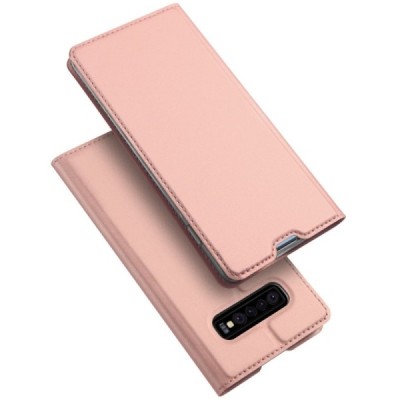„Dux Ducis“ Skin serijos Samsung Galaxy S10+ (G975) rožinis odinis atverčiamas dėklas / Priedai.lt