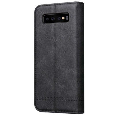 „Deluxe“ atverčiamas juodas odinis Samsung Galaxy S10+ (G975) dėklas - knygutė / Priedai.lt
