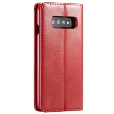 Samsung Galaxy S10+ (G975) „CaseMe“ solidus atverčiamas raudonas odinis dėklas - knygutė / Priedai.lt