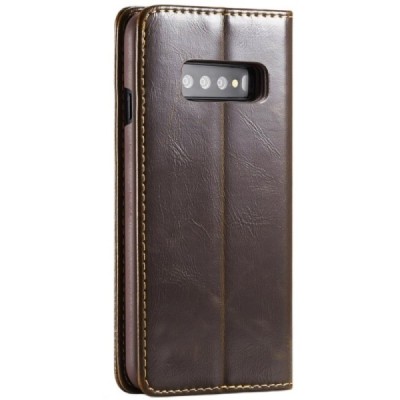 Samsung Galaxy S10+ (G975) „CaseMe“ solidus atverčiamas rudas odinis dėklas - knygutė / Priedai.lt