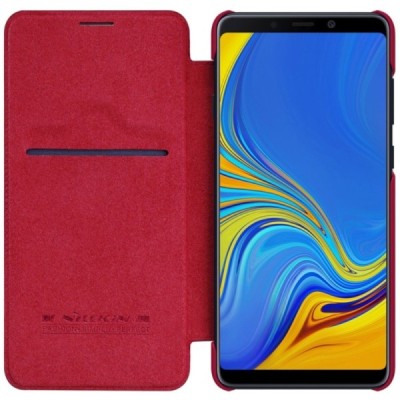 Prabangus „Nillkin“ Qin serijos raudonas odinis atverčiamas Samsung Galaxy A9 2018 (A9 Star Pro) dėklas / Priedai.lt