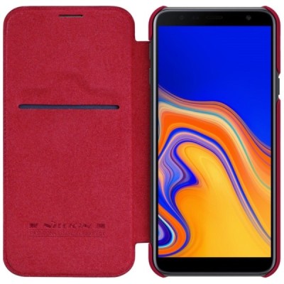 Prabangus „Nillkin“ Qin serijos raudonas odinis atverčiamas Samsung Galaxy J4+ (J400F) dėklas / Priedai.lt