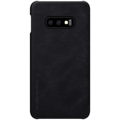 Prabangus „Nillkin“ Qin serijos juodas odinis atverčiamas Samsung Galaxy S10e (G970) dėklas / Priedai.lt
