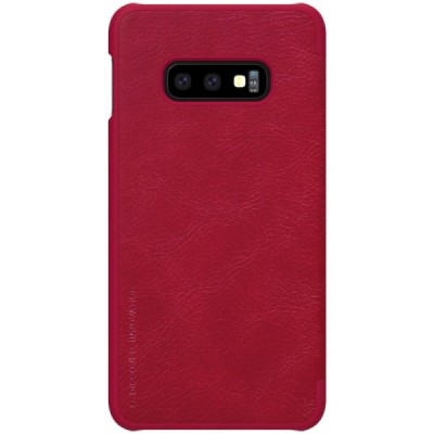 Prabangus „Nillkin“ Qin serijos raudonas odinis atverčiamas Samsung Galaxy S10e (G970) dėklas / Priedai.lt