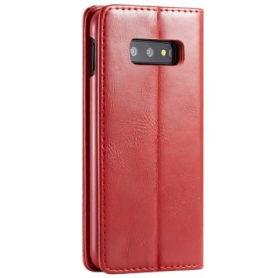 Samsung Galaxy S10e (G970) „CaseMe“ solidus atverčiamas raudonas odinis dėklas - knygutė / Priedai.lt