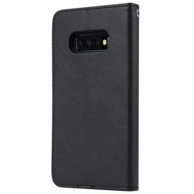 Samsung Galaxy S10e (G970) atverčiamas juodas odinis retro dėklas - piniginė / Priedai.lt