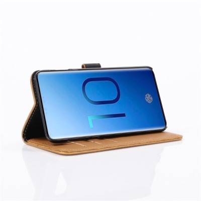 Samsung Galaxy S10e (G970) atverčiamas šviesiai rudas odinis retro dėklas - piniginė / Priedai.lt