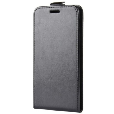 Samsung Galaxy S10e (G970) klasikinis vertikaliai atverčiamas juodas odinis dėklas / Priedai.lt