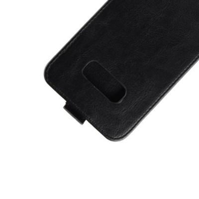 Samsung Galaxy S10e (G970) klasikinis vertikaliai atverčiamas juodas odinis dėklas / Priedai.lt