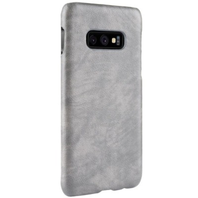 „Litchi“ Skin Leather Samsung Galaxy S10e (G970) pilkas plastikinis dėklas - nugarėlė / Priedai.lt