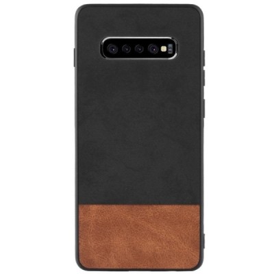 „Bi-Color“ Splicing Samsung Galaxy S10+ (G975) rudas, juodas odinis dėklas / Priedai.lt