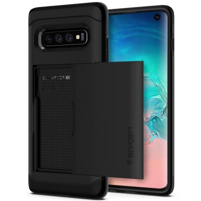 „Spigen“ Slim Armor CS Samsung Galaxy S10 (G973) juodas kieto silikono dėklas / Priedai.lt