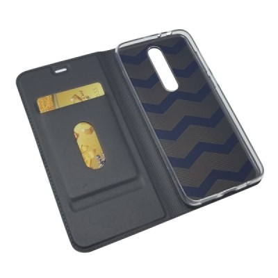 „Dux Ducis“ Skin serijos Nokia 5.1 Plus (2018) juodas odinis atverčiamas dėklas / Priedai.lt
