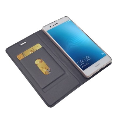 „Dux Ducis“ Skin serijos Huawei P9 Lite (Huawei Ascend P9 Lite, Huawei G9 Lite) juodas odinis atverčiamas dėklas / Priedai.lt