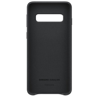 Samsung Galaxy S10 (G973) Leather Cover juodas odinis dėklas / Priedai.lt