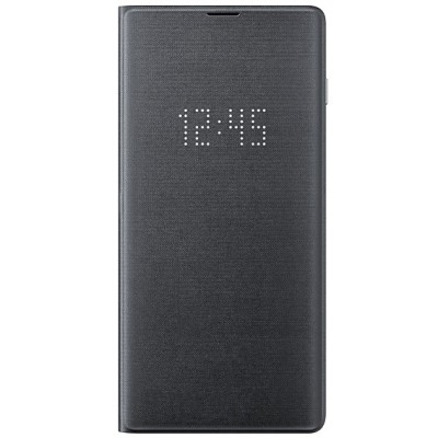 Samsung Galaxy S10+ (G975) originalus Led View Cover atverčiamas juodas odinis dėklas - piniginė / Priedai.lt