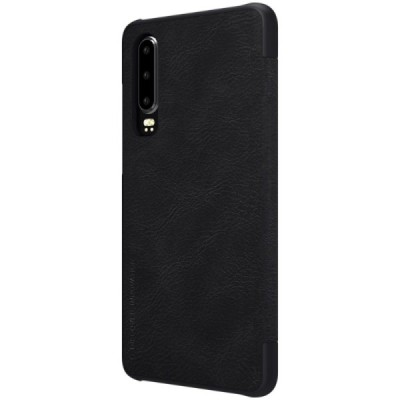 Prabangus „Nillkin“ Qin serijos juodas odinis atverčiamas Huawei P30 dėklas - knygutė / Priedai.lt