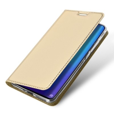 „Dux Ducis“ Skin serijos Huawei P30 Pro auksinis odinis atverčiamas dėklas / Priedai.lt