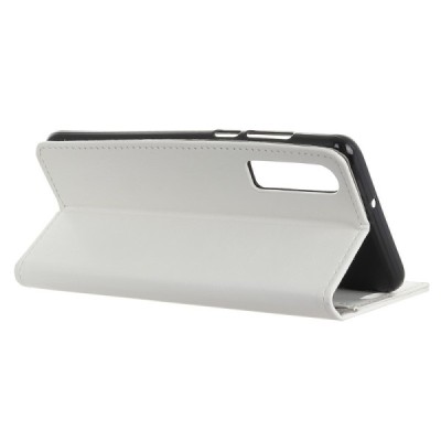 Huawei P30 atverčiamas baltas odinis dėklas, knygutė - piniginė / Priedai.lt