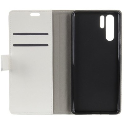Huawei P30 Pro atverčiamas baltas odinis dėklas, knygutė - piniginė / Priedai.lt