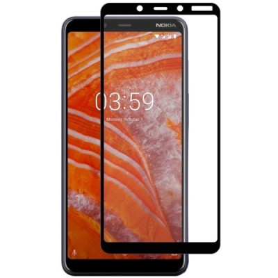 Nokia 3.1 Plus (2018) „Hat-Prince“ 9H Tempered Glass sustiprintos apsaugos juodas pilnai dengiantis apsauginis ekrano stiklas 0,