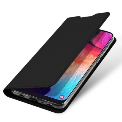 „Dux Ducis“ Skin serijos Samsung Galaxy A50 A505F (A50s A507F, A30s A307F) juodas odinis atverčiamas dėklas / Priedai.lt