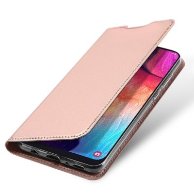 „Dux Ducis“ Skin serijos Samsung Galaxy A50 A505F (A50s A507F, A30s A307F) rožinis odinis atverčiamas dėklas / Priedai.lt
