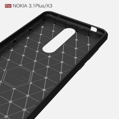 Nokia 3.1 Plus (2018)„Carbon“ kieto silikono TPU juodas dėklas - nugarėlė / Priedai.lt