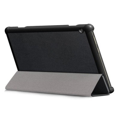Lenovo Tab M10 10.1" (TB-X605F, X605L, X505F, X505L) atverčiamas juodas odinis dėklas (sulankstomas) | Priedai.lt