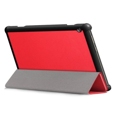 Lenovo Tab M10 10.1" (TB-X605F) atverčiamas raudonas odinis dėklas (sulankstomas) / Priedai.lt