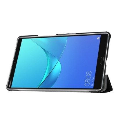 Huawei MediaPad M5 8.4 atverčiamas juodas odinis dėklas - knygutė / Priedai.lt